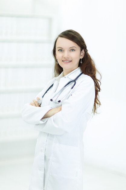 Portrait d'une femme médecin du thérapeute.photo avec espace copie