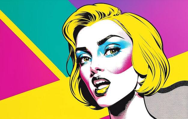 Portrait de femme de mode dans un style bande dessinée pop art Generative AI