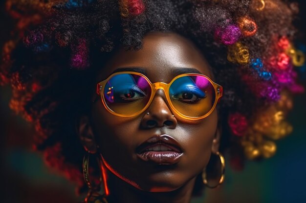 Photo portrait de femme à la mode avec un maquillage brillant