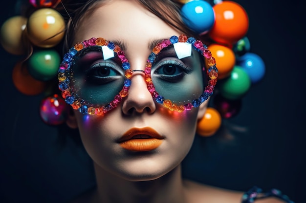 Photo portrait de femme à la mode avec un maquillage brillant