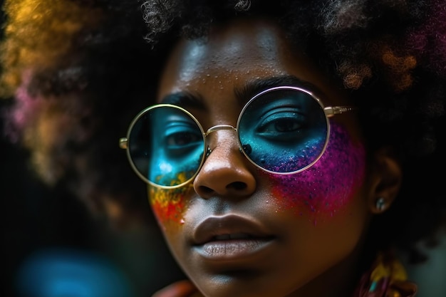 Portrait de femme de mode avec maquillage lumineux ai génératif