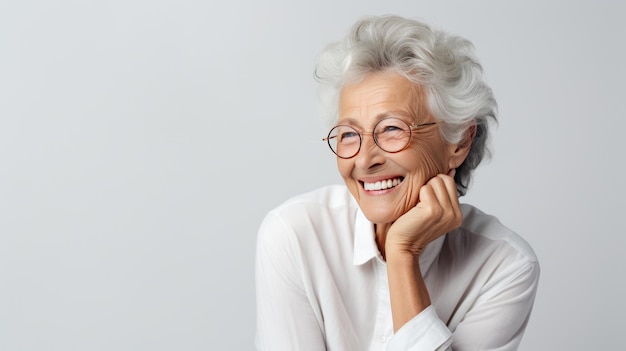 Portrait d'une femme mûre aux cheveux gris gros plan