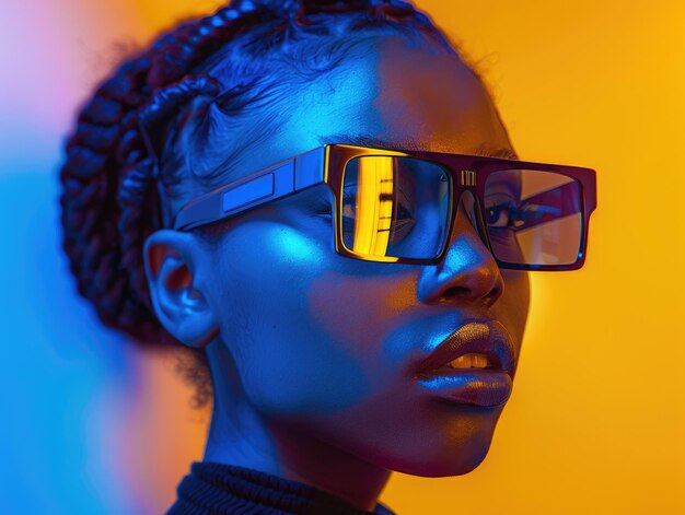 Photo portrait d'une femme noire portant des lunettes