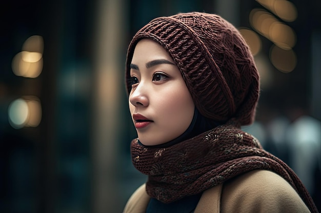 Un portrait d'une femme portant un hijab Generative Ai