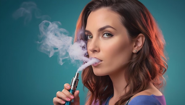 Un portrait d'une femme qui vape