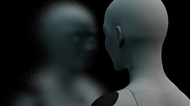 Portrait d'une femme robot close up concept de robotique et d'intelligence artificielle