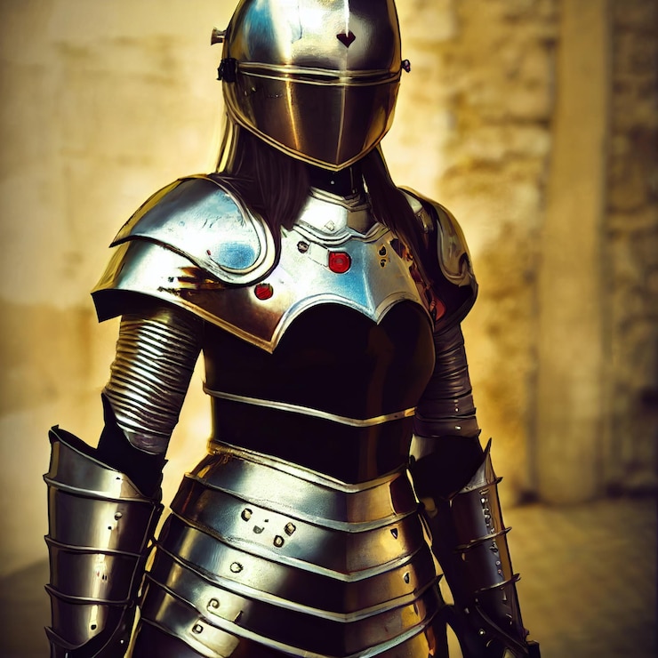 Photo portrait de femme soldat médiéval