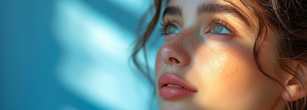 Portrait d'une femme son physique son régime de soins de la peau et l'utilisation de la lumière et de l'ombre pour créer une esthétique art déco dans un studio