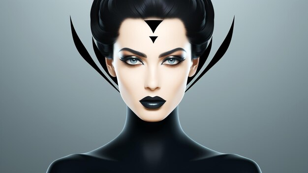 Portrait de la femme sorcière et vampire Halloween la force du mal logo concept de trahison rusée