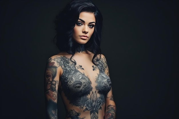 portrait d'une femme avec un tatouage