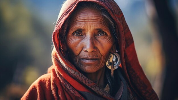 Portrait d'une femme de village indienne de l'Himachal Pradesh