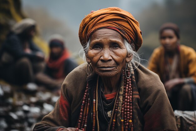 portrait d'une femme de village indienne