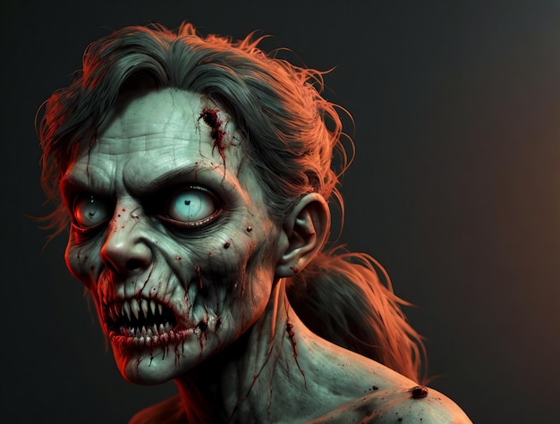 Portrait d'une femme zombie IA générative
