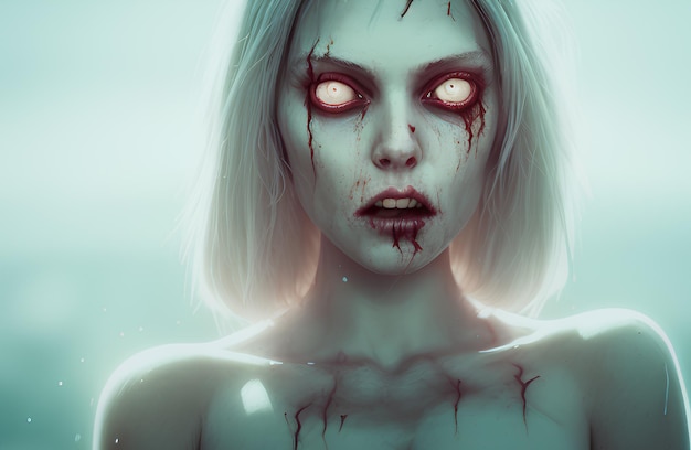 Portrait d'une femme zombie