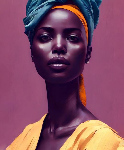 Portrait De Femmes Africaines Portant Un Chapeau Traditionnel, Peinture Numérique