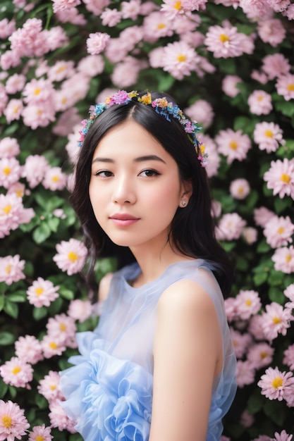 Portrait de femmes aux fleurs