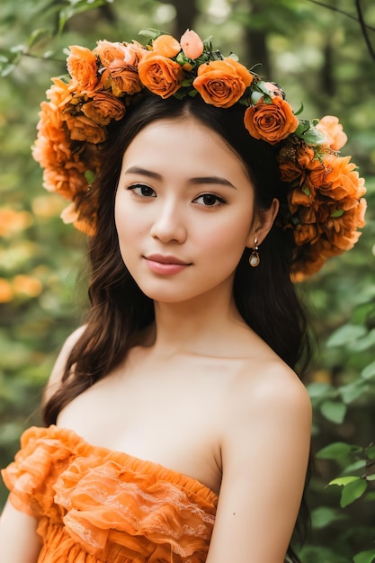 Portrait de femmes aux fleurs