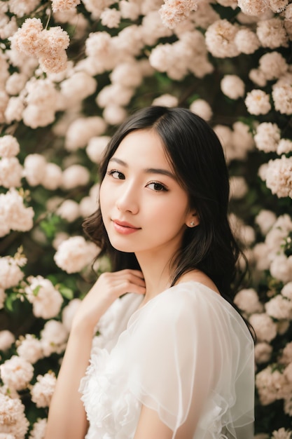 Portrait de femmes aux fleurs