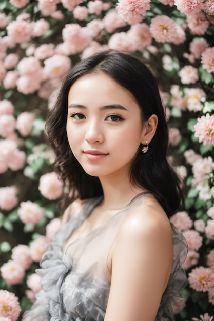 Portrait de femmes aux fleurs