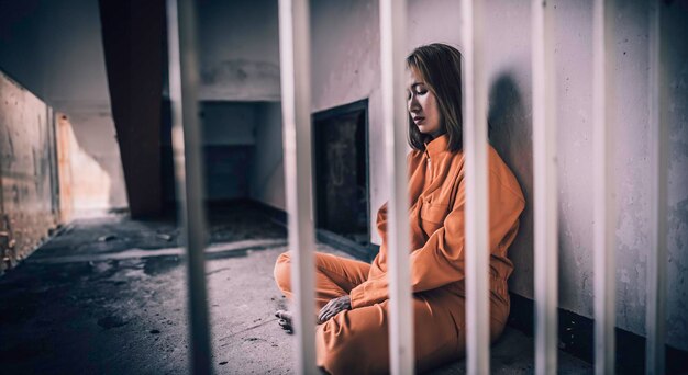 Portrait de femmes désespérées pour attraper le concept de prisonnier de fer le peuple thaïlandais espère être libre si le violateur de la loi serait arrêté et emprisonné