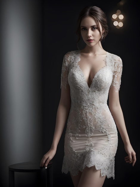 Portrait de femmes sexy portant une robe en studio AI Generative