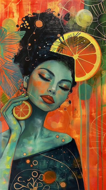 portrait de femmes avec un thème orange