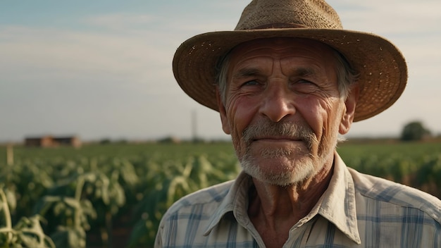 Portrait d'un fermier dans une plantation de tomates