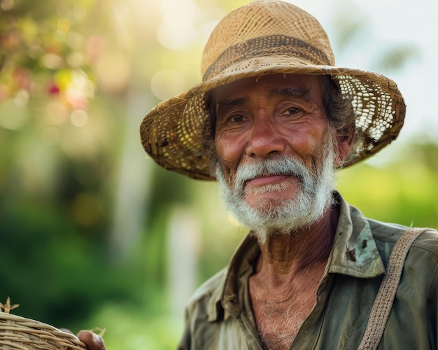 Portrait d'un fermier gardien de la terre qui nourrit beaucoup de gens