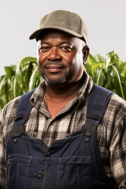 Photo portrait d'un fermier noir portant un chapeau et une chemise à carreaux