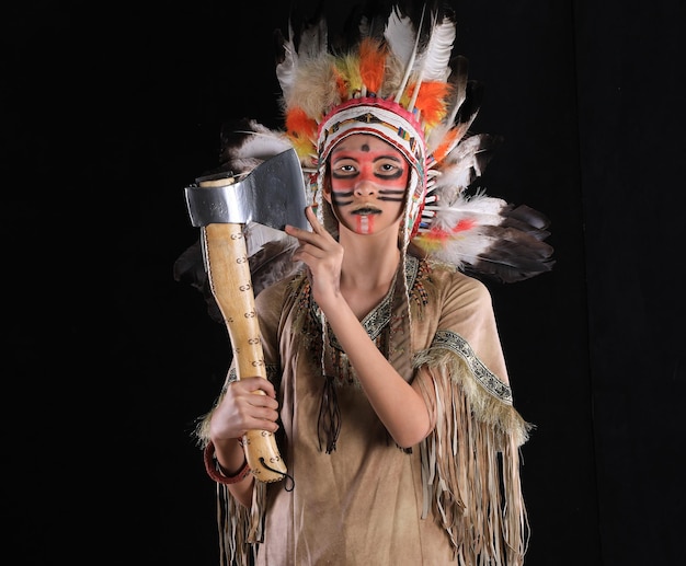 portrait d'une fille apache indienne