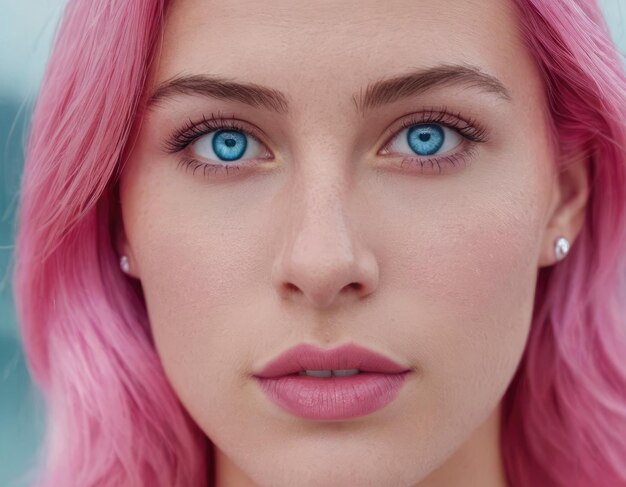 portrait d'une fille aux cheveux roses