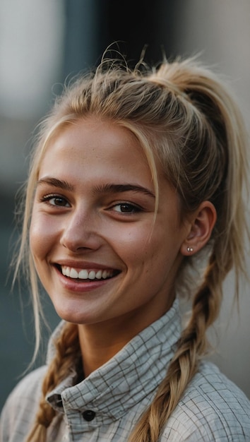 Portrait d'une fille aux yeux bleus