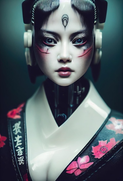 Portrait d'une fille cyberpunk scifi Femme futuriste hightech du futur