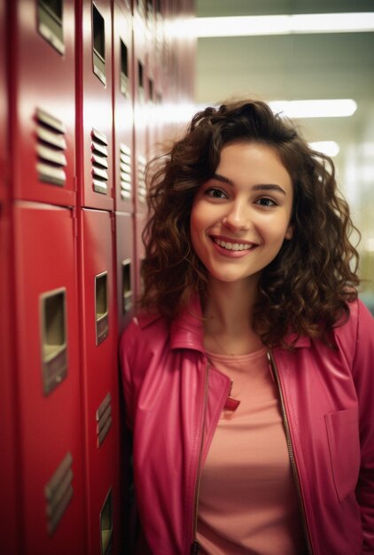 Portrait d'une fille dans un couloir d'école