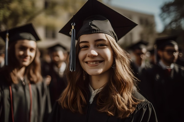 Portrait d'une fille diplômée universitaire Réseau de neurones généré par l'IA