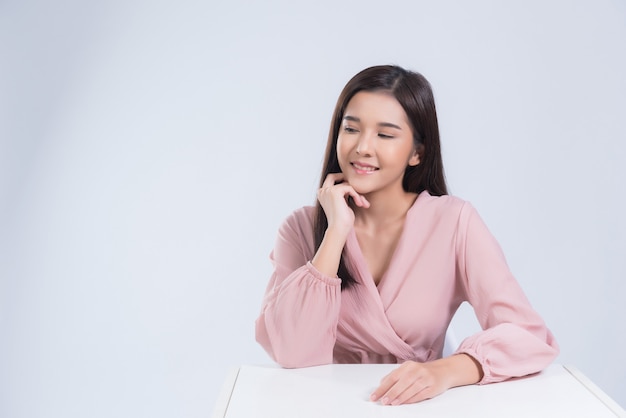 portrait fille, femme asiatique, concept de beauté