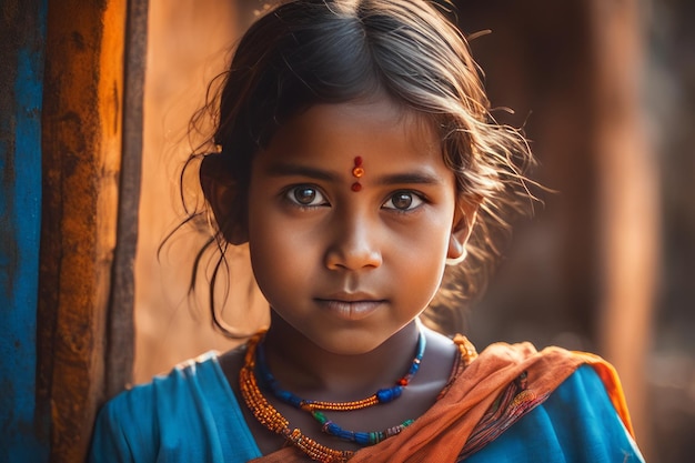 Portrait d'une fille indienne Portrait d'une fille indienne Portrait d'une jeune fille indienne attrayante