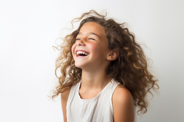 Portrait d'une fille joyeuse et bouclée