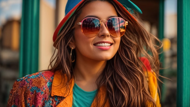 Portrait d'une fille à la mode avec des lunettes de soleil