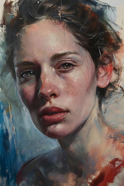 Portrait d'une fille peinte à l'huile sur une toile