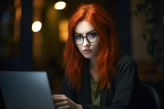 Portrait d'une fille rousse IA générative