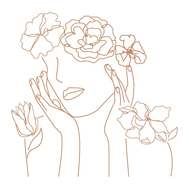 Portrait floral esthétique sur fond transparent