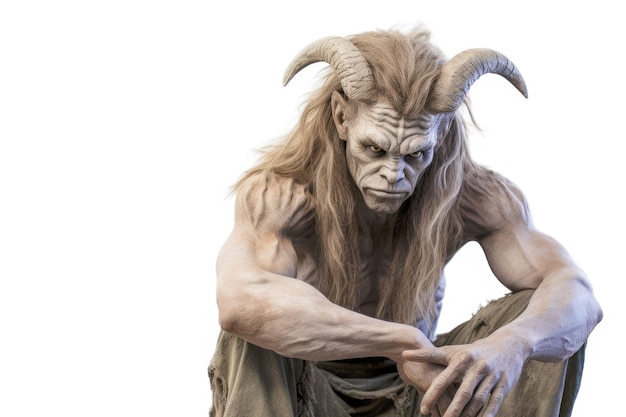 Un portrait frappant d'un satyr un monstre mythique d'une seule personne avec une expression menaçante et des traits qui évoquent un sens de l'histoire et de la légende ancienne