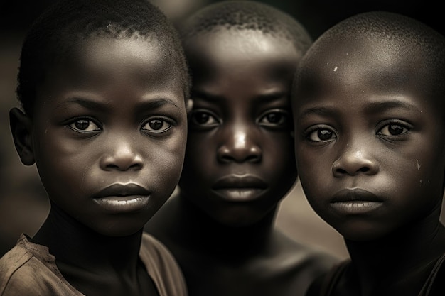 Portrait d'un garçon africain à l'extérieur Generative AI