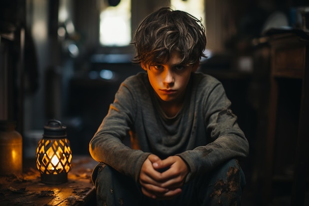 portrait d'un garçon dans la chambre