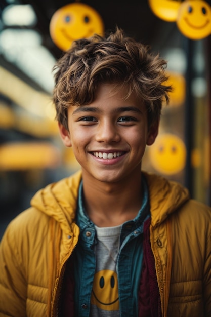 Portrait d'un garçon mignon avec un visage souriant