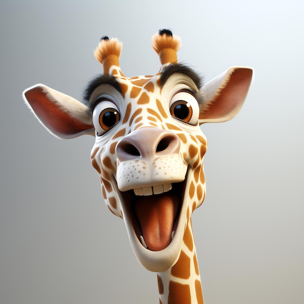 Portrait d'une girafe drôle et heureuse, image générée par l'IA