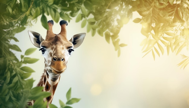 Portrait d'une girafe qui mâche des branches