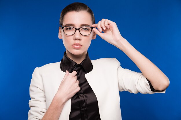 Portrait, girl, lunettes