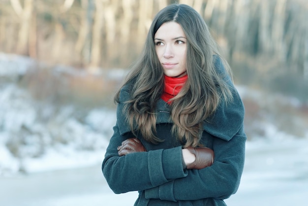 Portrait glacé d'une brune